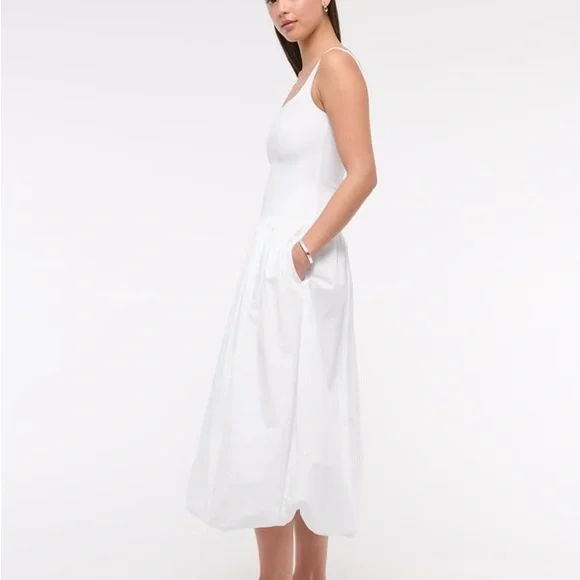 Abercrombie & Fitch Mixed Fabric Bubble Hem Midi Dress Size S - Sold out online! - Picture 4 of 9